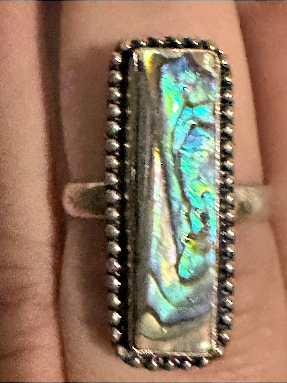 Abalone Ring Sterling Silver Green